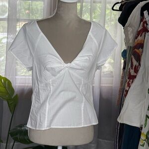 ☀️SUMMER CLEARANCE SALE☀️ Madewell NWT Twist Front White V-Neck Women's Top